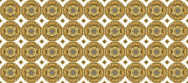 stock image Golden element on brown, beige and neutral colors. Ornate raster decoration. Vintage baroque floral seamless pattern in gold over brown, beige and neutral. Luxury, royal and Victorian concept.