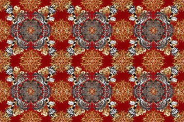 Kahverengi, bej ve turuncu renklerde altın kar taneleri. Noel altın kar tanesi kusursuz desen. Sembol bayramı, yeni yıl kutlamaları, altın desenler. Kış kar dokusu duvar kağıdı.