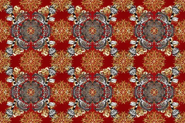 Kahverengi, bej ve turuncu renklerde altın kar taneleri. Noel altın kar tanesi kusursuz desen. Sembol bayramı, yeni yıl kutlamaları, altın desenler. Kış kar dokusu duvar kağıdı.