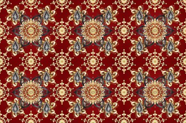 Kırmızı, bej ve kahverengi renklerde altın elementler. Barok tarzında kusursuz bir doğulu süsü. Geleneksel klasik raster altın pürüzsüz desen.