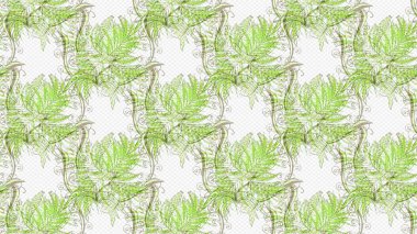 Çiçekli karalama şeklinde Raster çiçek deseni. Nazik, sevimli çiçek arkaplanı. Tarafsız, yeşil ve bej renkli çiçekler.