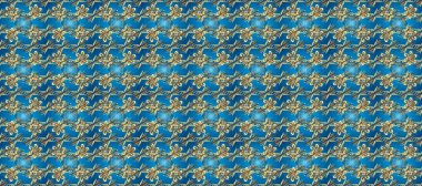 Altın antika ortaçağ dekoratifi, yaprakları ve altın desenli süslemeleri mavi, nötr ve bej renklerde. Kusursuz kraliyet lüksü, altın barok kumaş rengi..