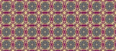 Çiçek kiremitleri. Altın desenli gri, mor ve bej renklerde altın elementler. Kusursuz desenli oryantal süs. İslam tasarımı. Raster altın tekstil baskısı.