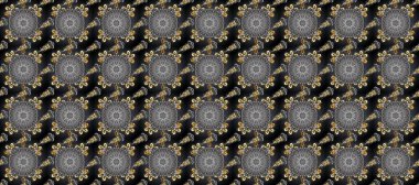 Antika altın tekrarlanabilir duvar kağıdı. Altın element gri, siyah ve kahverengi renklerde. Barok tarzında altın çiçek süsü. Damask arkaplanı tekrarlayan kusursuz desen.