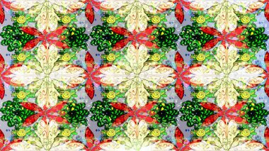 Tarafsız, yeşil ve bej renklerde güzel çiçekli eskiz deseni, suluboya çiçek deseni, duvar kağıdı, kart ya da kumaş için fayanslı. Raster..