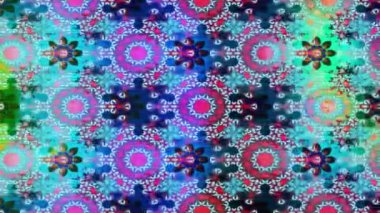 Renkli unsurlarla hareketli arka plan görüntüleri. Mandalas. Eski model. Video kaydı. Şablon. Döngü. Kusursuz..