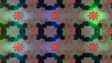 Renkli unsurlarla hareketli arka plan görüntüleri. Mandalas. Eski model. Video kaydı. Şablon. Döngü. Kusursuz..