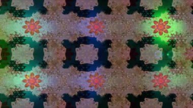 Renkli unsurlarla hareketli arka plan görüntüleri. Mandalas. Eski model. Video kaydı. Şablon. Döngü. Kusursuz..