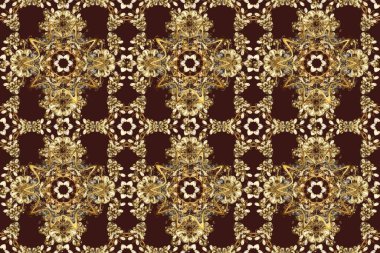 Raster oryantal süs. Tarafsız, kahverengi ve bej renklerde altın desenli altın elementler. Altın desen.