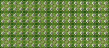 Raster illüstrasyonu. Altın elementli yeşil, gri ve kahverengi renklerde klasik, pürüzsüz desen.