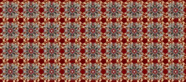 Tekrarlayan elementlerle kusursuz soyut arkaplan. Klasik raster şablonu. Kırmızı, gri, kahverengi ve altın desenli.