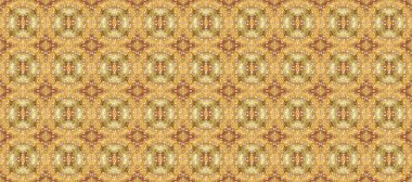 Raster illüstrasyonu. Altın elementlerle bej, kahverengi ve sarı renklerde kusursuz desen. Klasik klasik klasik arka plan. Kusursuz klasik raster altın desenli. Geleneksel oryantasyon süsü.