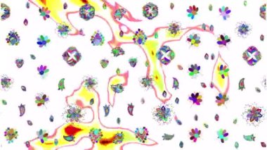 Renkli unsurlarla hareketli arka plan görüntüleri. Mandalas. Eski model. Video kaydı. Şablon. Döngü. Kusursuz..