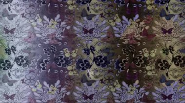 Renkli unsurlarla hareketli arka plan görüntüleri. Suluboya desenli el çizimi kelebekler. Hoş renklerde illüstrasyon. Kusursuz. Döngü.