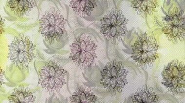 Renkli unsurlarla hareketli arka plan görüntüleri. Çiçekler. Eski model. Bayrak tarzı. Video kaydı. Şablon. Döngü. Kusursuz..