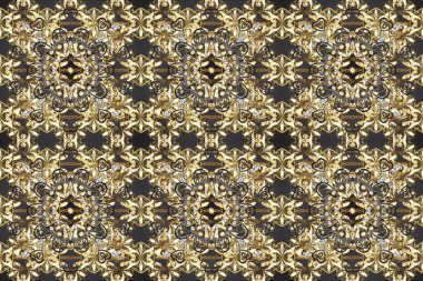 Tarafsız, kahverengi ve bej renklerde altın desenli altın elementler. Raster geleneksel oryantasyon süsü. Kusursuz klasik altın desen.