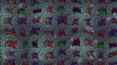 Renkli unsurlarla hareketli arka plan görüntüleri. Çiçekler. Eski model. Bayrak tarzı. Video kaydı. Şablon. Döngü. Kusursuz..