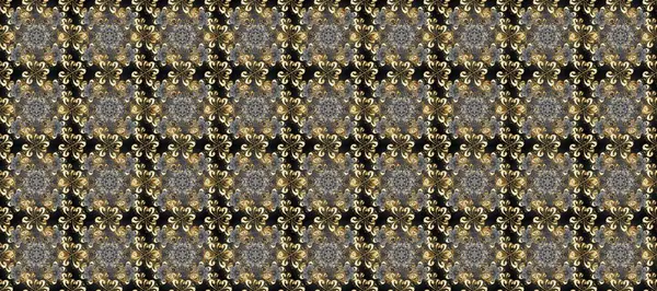 Kusursuz oryantal klasik altın desen. Gri, kahverengi ve bej renklerde altın tekrarlayan elementler içeren Raster soyut arkaplanı.