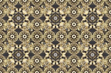 Klasik raster sarısı, kusursuz desen. Çiçek süsü kumaş deseni, cam, çiçek desenli metal mavi, kahverengi ve gri renkte altın elementler..