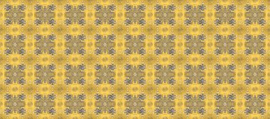 Sarı, bej ve kahverengi renklerde altın elementler. Kusursuz raster arka plan. Şık bir grafik desen. Çiçek deseni. Duvar kâğıdı barok, İspanyol kumaşı.