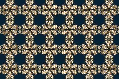 Damask pürüzsüz süsü. Klasik oryantal desen gri, kahverengi ve mavi renkler üzerinde. Geleneksel raster ve altın desen.