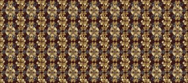 Damask arkaplanı tekerrür ediyor. Antika altın tekrarlanabilir duvar kağıdı. Altın element siyah, mavi ve kahverengi renklerde. Barok tarzında altın çiçek süsü..