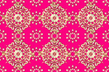 Damask ornament. Classic oriental background. Traditional raster and golden pattern.