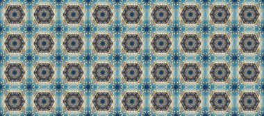 Dekoratif simetri arabesk. Gri, mavi ve bej renklerde altın. Raster illüstrasyonu. Doğum günü kartı, davetiye ya da afiş için iyidir. Kusursuz ortaçağ çiçek desenleri..