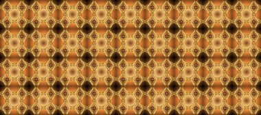 Çiçek kiremitleri. Kahverengi, turuncu ve bej renklerinde altın desenli altın elementler. Kusursuz desenli oryantal süs. İslam tasarımı. Raster altın tekstil baskısı.