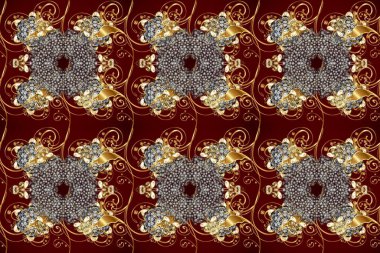 Damask ornament. Classic oriental background. Traditional raster and golden pattern.