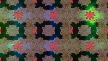 Renkli unsurlarla hareketli arka plan görüntüleri. Çiçekler. Eski model. Bayrak tarzı. Video kaydı. Şablon. Döngü. Kusursuz..