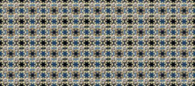 Çiçekli süslemeli, pürüzsüz bir desen. Süslü dantel iz sürücü. Duvar kağıdı için altın illüstrasyon. Geleneksel Arap dekoru gri, bej, mavi renkler. Doğu tarzında vintage tasarım ögesi.