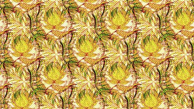 Çizgi çizimi kalıbı. Raster Moda kumaş deseni. Şirin çiçekler..