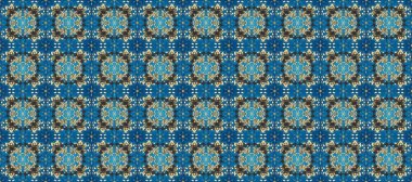 Çiçek desenli altın metal. Raster altın çiçek süsü brokar kumaş ve cam desenli. Kusursuz altın desen. Altın elementli mavi, gri ve bej renkler.