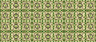 Doğulu stil, altın elementlerle bej, nötr ve yeşil renklerde altın desenli arabesk yapar. Kusursuz kıvırcık saçlar. Raster altın desen.