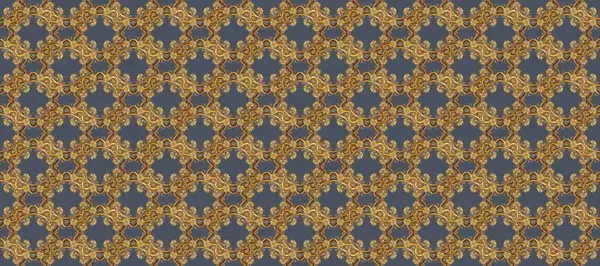 Raster oryantal süs. Kusursuz altın desen. Mavi, kahverengi ve bej renklerde altın elementlerle kusursuz desen.