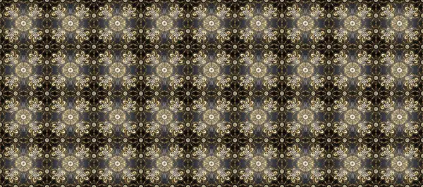 Raster illüstrasyonu. Gri, kahverengi ve bej renklerde altın elementlerle klasik, pürüzsüz desen.