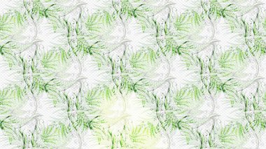 Şirin çiçekli eskiz deseni ve nötr, gri ve yeşil renklerde yapraklar, suluboya çiçek deseni, duvar kağıdı, kart veya kumaş için fayanslı. Raster illüstrasyonu.