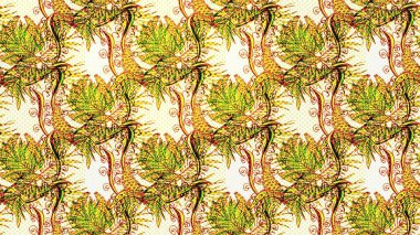 Düz Çiçek Elementleri Tasarımı. Güzel kumaş deseni. Renkli Yaz Temalı eskiz kalıbı. Raster illüstrasyonunda çiçek deseni çizimi.