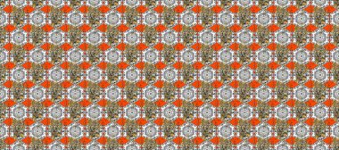 Altın element beyaz, gri ve turuncu renklerde. Altın desenli çiçek dekoru. Çizgi sanatı tasarım şablonu için kusursuz sınır. Doğu tarzı element. Davetiyeler, kartlar, web sayfası için Raster illüstrasyonu.