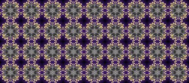 Gri, mor ve kahverengi renklerdeki altın desenli altın elementler. Süslü dekorasyon. Lüks, kraliyet ve Viktorya dönemi konsepti. Raster klasik barok çiçeksiz altın desenli..