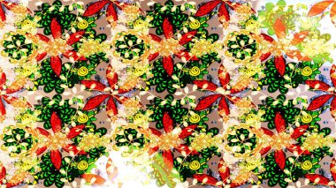 Raster düz çiçek çizim deseni. Hediye ambalaj kağıdı, tebrik kartları, posterler ve pankart tasarımı. Sarı, bej ve siyah renkte çiçekler.