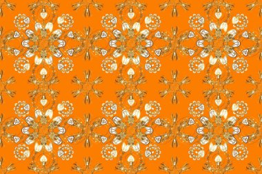 Sarı, bej ve kahverengi renklerde altın elementler. Geleneksel klasik raster altın pürüzsüz desen. Barok tarzında kusursuz bir doğulu süsü..