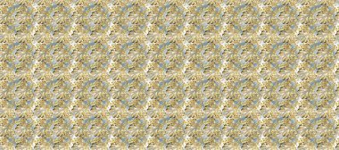 Kına dövmeli süs çiçekleri, altın çıkartmalar, mehndi ve yoga tasarımı, kartlar ve parmak izleri. Raster Golden Mehndi kusursuz desen. Gri, nötr ve bej renkli desen.