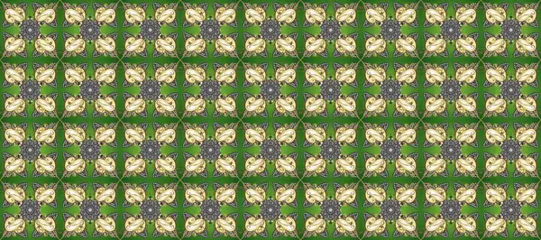 Kusursuz çiçek deseni. Yeşil, gri ve bej renklerde grafiksel, kusursuz desen. Kusursuz raster arka plan. Duvar kâğıdı barok, İspanyol kumaşı.