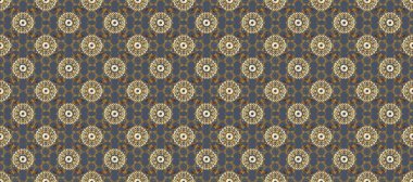 Damask kusursuz yinelenen arkaplan. Kahverengi, bej ve mavi renklerde altın element. Barok tarzında altın çiçekli süs. Doku arkaplanı üzerine altın duvar kağıdı.
