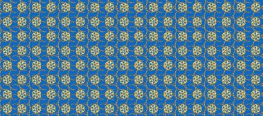 Bej, sarı ve mavi renklerde desen. Raster Golden Mehndi kusursuz desen. Kına dövmeli süs çiçekleri, altın çıkartmalar, mehndi ve yoga tasarımı, kartlar ve parmak izleri..
