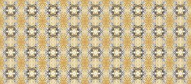 Bej, nötr ve gri renklerde altın element. Damask arkaplanı tekerrür ediyor. Antika altın tekrarlanabilir duvar kağıdı. Barok tarzında altın çiçek süsü..