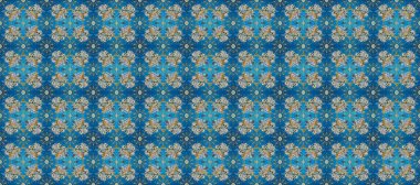 Mavi, nötr ve gri renkler üzerinde grafiksel modern kusursuz desen. Kusursuz raster arka plan. Duvar kâğıdı barok, İspanyol kumaşı. Kusursuz çiçek deseni.