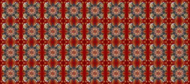 Şık bir grafik desen. Kırmızı, gri ve kahverengi renklerde altın elementler. Kusursuz raster arka plan. Çiçek deseni. Duvar kâğıdı barok, İspanyol kumaşı.